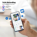 2K Telecamera Wi-Fi Esterno con vista a 360°, Codnida 3MP Videocamera Sorveglianza con fili PTZ Telecamera con Visione Notturna, Tracciamento Automatico del Movimento,Allarme Sonoro e Luminoso
