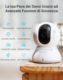 Telecamera Wi-Fi Interno,2K Videocamera Sorveglianza,2.4g & 5g, Rotazione a 360°,Visione Notturna, Tracciamento del Movimento,Audio Bidirezionale Compatibile con Alexa (Bianco-Kit da 2) blurams