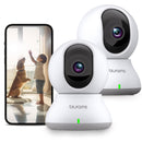 Telecamera Wi-Fi Interno,2K Videocamera Sorveglianza,2.4g & 5g, Rotazione a 360°,Visione Notturna, Tracciamento del Movimento,Audio Bidirezionale Compatibile con Alexa (Bianco-Kit da 2) blurams