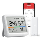 SwitchBot Bluetooth Stazione Meteorologica con IP65 Sensore Esterno, Display con Data e Ora, Esportazione Gratuita di Dati, Temperatura e Umidità, Sensore di Rugiada/VPD/Umidità Assoluta SwitchBot