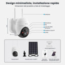 ieGeek 5MP Telecamera Wifi Esterno Senza Fili, 360° PTZ Telecamera Batteria Pannello Solare, Faretto e sirena, Rilevazione di Movimento PIR, Visione notturna a colori, Audio a 2 vie, IP65, Alexa ieGeek
