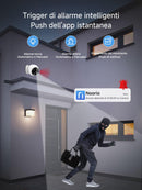 Telecamera Noorio  Wifi Interno Esterno Senza Fili, Telecamera Batteria Casa con App Cellulare, Videocamera Sorveglianza, HDR 2K Visione Notturna a Colori,Rilevamento di Movimento,Lavora con Alexa Noorio
