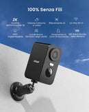 ieGeek Telecamera Wi-Fi Esterno Senza Fili, Videocamera Sorveglianza WiFi Interno Batteria con Allarme, Rilevamento Movimento PIR, 2K Visione Notturna a Colori, 2 Vie Audio, Locale/Cloud, IP65, Nero ieGeek