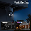 2K Telecamera Wi-Fi Esterno con vista a 360°, Codnida 3MP Videocamera Sorveglianza con fili PTZ Telecamera con Visione Notturna, Tracciamento Automatico del Movimento,Allarme Sonoro e Luminoso