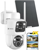Telecamera Wi-Fi Esterno COCOCAM 2K Senza Fili Solare PTZ con Doppio Obiettivo Doppio PIR, Batteria 10000mAh, 355°P 90°T, Intelligenza Artificiale, Pannello Solare 6W, IP66 cococam