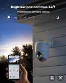 COCOCAM 24/7 Registrazione AOV 4G LTE Telecamera Esterno con Batteria 15000mAh Pannello Solare 8W, 2K PTZ, Rilevamento AI, Tracking AI, Visione Notturna 30 Metri, Scheda eSIM Inclusa (NO WIFI) COCOCAM
