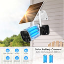 Telecamera di sicurezza per esterni, telecamera WiFi con pannello solare da 3 MP senza fili ricaricabile alimentata a batteria, telecamera di sicurezza per visione notturna colorata,Add 128g card PINCHU