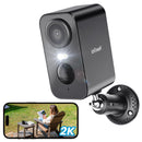 ieGeek Telecamera Wi-Fi Esterno Senza Fili, Videocamera Sorveglianza WiFi Interno Batteria con Allarme, Rilevamento Movimento PIR, 2K Visione Notturna a Colori, 2 Vie Audio, Locale/Cloud, IP65, Nero ieGeek