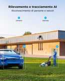 COCOCAM 24/7 Registrazione AOV 4G LTE Telecamera Esterno con Batteria 15000mAh Pannello Solare 8W, 2K PTZ, Rilevamento AI, Tracking AI, Visione Notturna 30 Metri, Scheda eSIM Inclusa (NO WIFI) COCOCAM