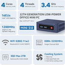 Beelink Mini PC, Intel 12th Gen Alder Lake- N95 (fino a 3,4GHz), 8GB DDR4 RAM 256GB SSD, Mini S12 Desktop Computer Supporto 4K Dual HDMI Display/USB3.2/WiFi 5/BT4.2/Gigabit Ethernet INTEL