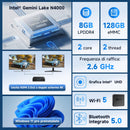 BMAX Mini PC B1 8 GB LPDDR4 128 GB eMMC W-11 Gemini Lake N4000 (fino a 2,6 GHz) Display a doppio schermo Supporta HDMI 4K, WiFi 5 2.4G/5G, Bluetooth 5.0 PC domestico computer da ufficio
