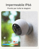 Telecamera Noorio  Wifi Interno Esterno Senza Fili, Telecamera Batteria Casa con App Cellulare, Videocamera Sorveglianza, HDR 2K Visione Notturna a Colori,Rilevamento di Movimento,Lavora con Alexa Noorio