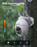 Telecamera 2K  Wi-Fi Esterno Senza Fili Con Pannello Solare, 360° PTZ Videocamera Sorveglianza A Batteria, Visione Notturna A Colori, Rilevamento Umano/PIR con Allarme, 2 Vie Audio, 2.4GHz,IP66 YESKANO