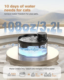 Fontanella per Gatti Senza Fili: Fontana per Gatti con Sensore di Movimento - 3.2L Fontanella Gatto - Dispenser Acqua gatto 4200 mAh Batteria - Distributore Acqua Ricaricabile - Nero GIOTOHUN