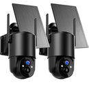 YUPBOE 2Pack Telecamera WiFi Esterno Senza Fili: 2K Telecamera Wi-Fi Esterno Batteria 360° PTZ Telecamera Esterna con Pannello Solare Fotocameras di Sorveglianza Solare PIR Visione Notturna a Colori
