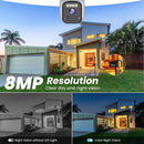 Telecamera solare da 6 MP, Wi-Fi, doppia lente, alimentata a energia solare, telecamera di sicurezza wireless, batteria integrata da 7800 mAh, audio con tracciamento automatico(6MP Add 32G Card)