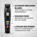 Wahl Color Trim Advanced Multigroomer, innovativi pettini di Guida codificati a Colori, 240 Minuti di Funzionamento, Caricatore USB, Ideale per Palestra e Viaggi, Lame affilate di precisione Wahl