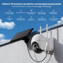 ieGeek 5MP Telecamera Wifi Esterno Senza Fili, 360° PTZ Telecamera Batteria Pannello Solare, Faretto e sirena, Rilevazione di Movimento PIR, Visione notturna a colori, Audio a 2 vie, IP65, Alexa ieGeek