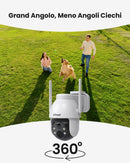 ieGeek 2K Telecamera Wi-Fi Esterno Senza Fili a Batteria, 360° PTZ Videocamera Sorveglianza con Pannello Solare, Rilevazione di Movimento PIR con Allarme, Visione Notturna a Colori, 2 Vie Audio, IP65 ieGeek