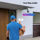 2K Telecamera Wi-Fi Esterno con vista a 360°, Codnida 3MP Videocamera Sorveglianza con fili PTZ Telecamera con Visione Notturna, Tracciamento Automatico del Movimento,Allarme Sonoro e Luminoso