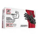 RMove 1Conf. da 50pz Tg.M 8.5gr da Lavoro - Guanti Nitrile Nero Senza Polvere Full Grip-0