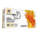 RMove 1Conf. da 100pz Tg.M 8.5gr da Lavoro - Guanti Nitrile Arancione Senza Polvere Full Grip-0