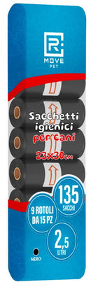 RMove Sacchi Rifiuti Animali 9 Rotoli da 15 Sacchi Nero