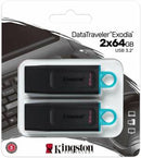 Kingston Pendrive USB-A 3.264GB DTX/64GB-2P Nero/Celeste 2 Pz