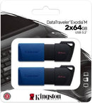Kingston Pendrive USB-A 3.264GB DTXM/64GB-2P Nero/Blu 2 Pz