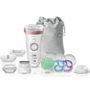 Braun Silk-épil 9 Depilatore Donna Epilatore con 13 Accessori Inclusi, Custodia da Viaggio, Idea Regalo, 9/990 SkinSpa Bianco e Rosa - bigeshop