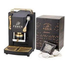 Faber Pro Mini Deluxe Macchina da Caffè + 50 Cialde 44mm Selezione Mat Black Ottone